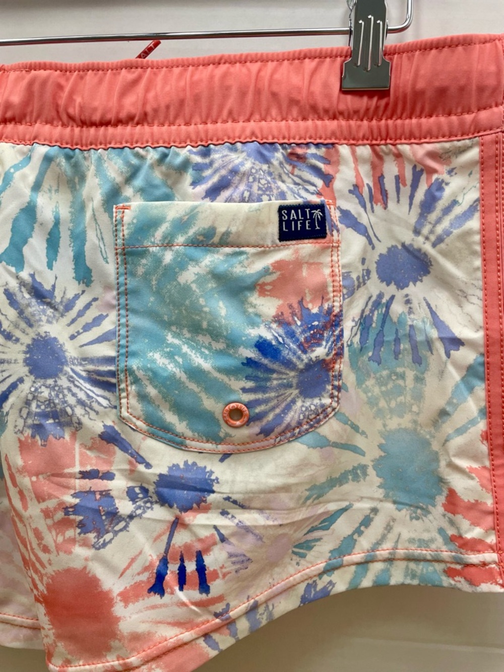 Salt Life Coral Tie-Dye Junior/Women's Athletic Unlined Swim Shorts - Picture 5 of 7